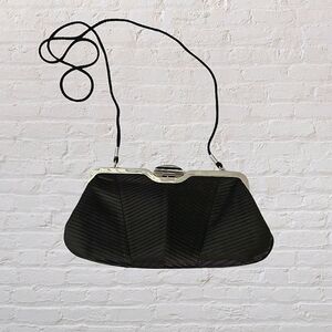 Kate Landry Black Clutch with Rhinestone Closure